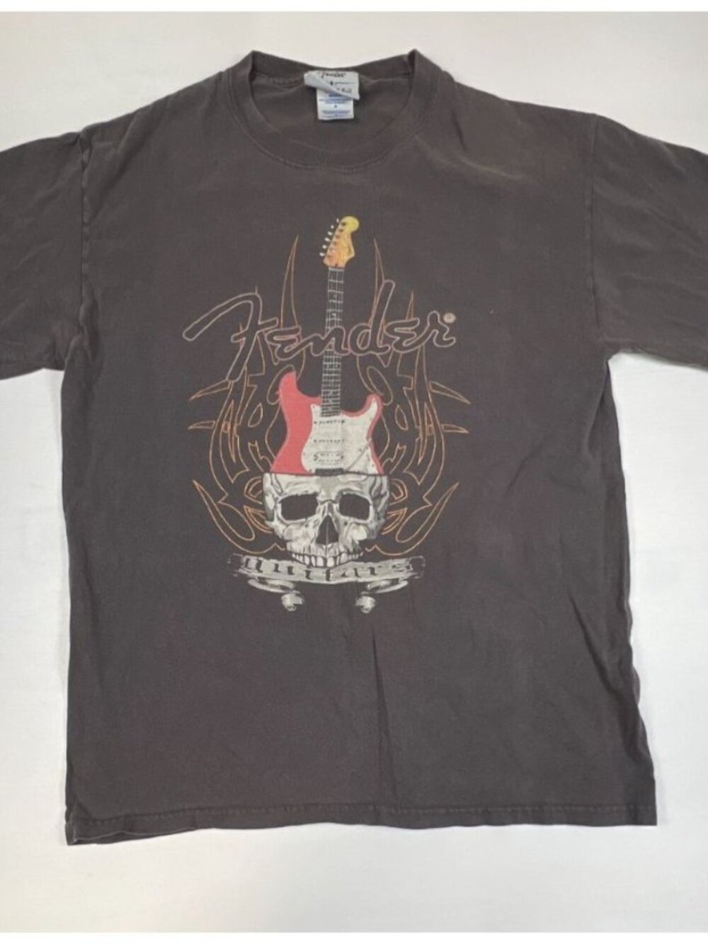 Fender The Rock & Roll Lifestyle Men Medium T Shirt Gray Skull Guitar